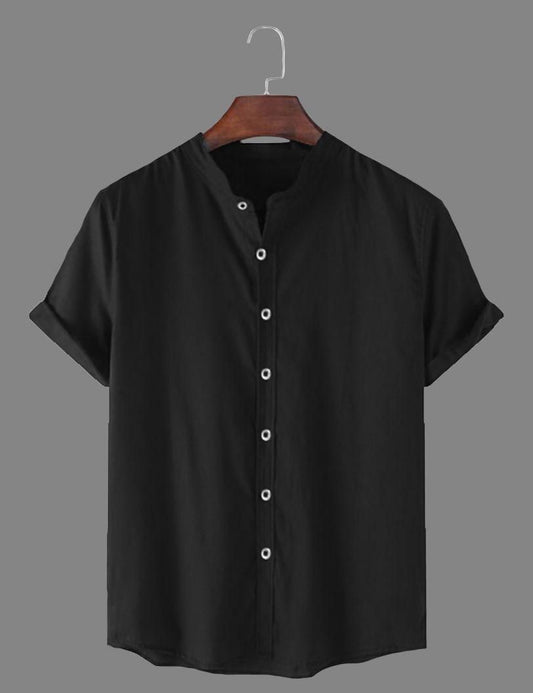 Half Sleeves Polo Neck Shirt Black